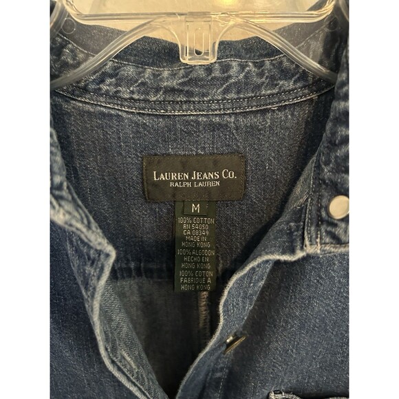 Ralph Lauren Vintage Denim Cotton Button Midi Dress Size Medium Western Chic - Picture 8 of 10